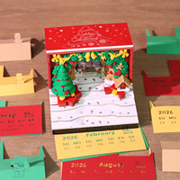 Bloc-notes créatif avec sculpture 3D en papier sur le thème de Noël 2027, avec lumière LED, pour cadeaux de Noël