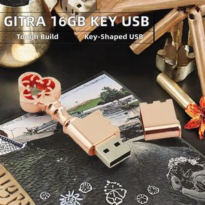Memoria USB 2.0 de 16 GB, Nuevo Estilo, Venta al por Mayor, Caja de Regalo Creativa, Forma de Llave, Color Oro Rosa, Metálica, Linda - Product Image 4