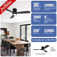 Ventilateur de plafond intelligent 1stshine à lames en bois massif encastrées, design moderne professionnel, avec lumière, excellent vendeur, directement de l'usine