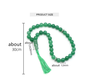 Vente en gros de 33 pièces de tasbihs musulmans pour hommes en agate naturelle plaquée argent, perles de prière classiques en forme de boule, entretoise à pompon, articles religieux islamiques - Product Image 2