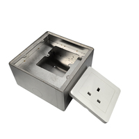 ZDR130 Enchufe de suelo empotrado de acero inoxidable plateado industrial 10A de 1 toma 86 UK/EU con placa de pared