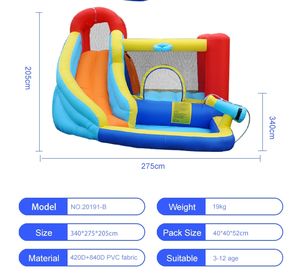 Château gonflable Hikeon 5-en-1 <span class=keywords><strong>le</strong></span> plus vendu - Matériau PVC - 10 à 15 passagers - Dimensions 350x285x205CM - Idéal pour l'été et les jeux aquatiques en extérieur - Product Image 2