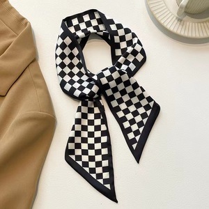 Nuovo Design <span class=keywords><strong>nero</strong></span> bianco a scacchiera lungo nastro sciarpa <span class=keywords><strong>elegante</strong></span> per donne fasce per capelli sciarpe all'ingrosso - Product Image 3