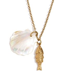 Collar con Colgante de Estrella de Mar Estilo Océano, Diseño Minoritario, Acero Inoxidable con Baño de Oro de 18K - Product Image 5