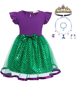 Carnevale Halloween Ariel Little Girls Princess Dress Costume da sirena compleanno Cosplay Party Dress up Christmas Outfit - Product Image 2