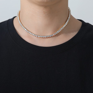 Cadena de circonitas de 4 mm con tres garras de una sola fila, pulsera de tenis con cadena de garras de tres puntas de una sola fila, collar de moda Tanjing Lijing - Product Image 3