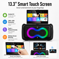 Altavoz Karaoke con Wi-Fi Privado para Fiestas, Doble Woofer de 6.5'', Pantalla Táctil, RGB, Micrófono Inalámbrico, Compatible con Teléfonos Móviles y Computadoras