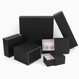 Olai New Drawer Design Paper Jewelry Box Set Classic Black White Beautiful Ring Chain Necklace Case