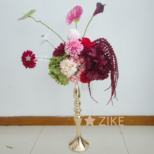 Boule de fleurs d'hortensia rouge bordeaux en soie artificielle réaliste, design original ZIKE, décoration de mariage et fournitures, centre de table - Product Image 4