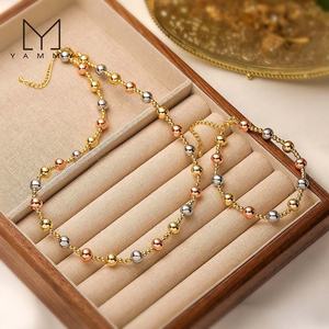 <span class=keywords><strong>Argent</strong></span> Rose Or Or Couleur Bracelets Vague Boule Chaîne Électrolytique Polissage Collier Ras Du Cou Cadena De Bolas Onduladas - Product Image 1