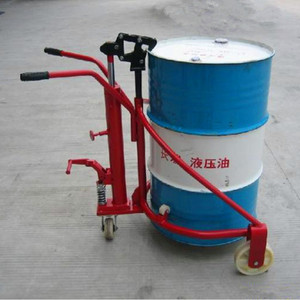 Carretilla elevadora manual para bidones de aceite de 200L con descarga hidráulica inclinable para manipulación de bidones de productos químicos - Product Image 1