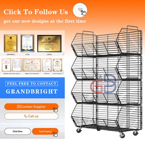 Phong cách hiện đại di chuyển cửa hàng tiện lợi Snack Rack hiển thị bán buôn giỏ phong cách nghiêng bánh xe Stackable lồng kệ trưng bày - Product Image 6