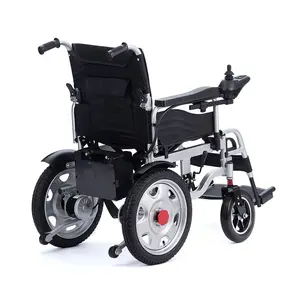 Kursi roda listrik lipat portabel, kursi roda listrik ringan dapat dilipat cacat baja karbon
