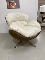 Fauteuil pivotant artisanal de style nordique de luxe léger - Fauteuil de détente de style crème pour appartement et hôtel