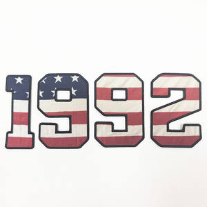 Op maat gemaakte twill stof geborduurde basketbal jersey patches strijk-op stijl twill applicatie nummer patches - Product Image 3