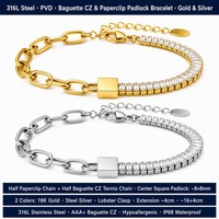 Meilleures ventes 2026 : Bracelet de tennis à maillons ovales en acier inoxydable plaqué or 18 carats, personnalisable, vente en gros