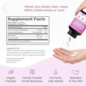 Suplemento Premium de Inositol, Cápsulas de Mio-Inositol, Apoyo para Mujeres, Vitamina Folato, Inositol para Mujeres, Cápsulas de D-Chiro-Inositol - Product Image 4