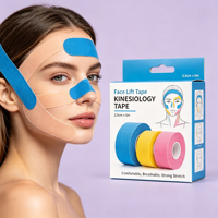 Pita Otot Wajah Face Lift Kinesiology Tape 2.5cmx5m Elastis Tinggi Bernapas Ramah Kulit Pita Pengencang Wajah untuk Kecantikan