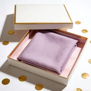 Scatola Rigida Bianca con Design Semplice, Foglia d'Oro, Interno <span class=keywords><strong>in</strong></span> Spugna, Personalizzabile, <span class=keywords><strong>in</strong></span> Materiali Riciclati per Regali di Nozze, Abbigliamento, Sciarpe, Durag - Product Image 2