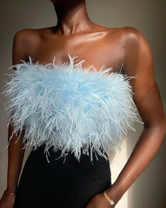 Hot Selling Stylish Fluffy Multi-Colored Furry Strapless <b>Top</b> for Women Fashion - Product Image 3