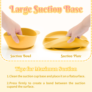 Tùy chỉnh thực phẩm lớp yếm Bát tấm dĩa và thìa đặt cung cấp Hộp Quà Tặng BPA free Silicone hút Bộ đồ ăn bé ăn đặt - Product Image 5