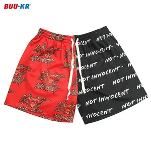 Polyester Mesh Shorts Buker Polyester All Over Print Sublimation Double Layer Mens Basketball 5 Inch Inseam Black Custom Mesh Shorts With Pockets