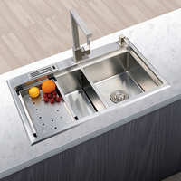 Nisko Nano Revêtement Évier Cuisine SS 304 En Acier Inoxydable À La Main Multifonctionnel Pluie Robinet Évier De Cuisine