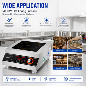 Placa de Inducción Comercial de 5000W, Placa Calefactora Eléctrica de Acero Inoxidable con Control Giratorio para Cocina de Restaurante - Product Image 5