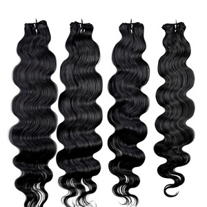 Extensions de cheveux à clipser sans couture, ondulées, en cheveux humains vierges bruts, cuticules alignées, noir naturel, vente en gros pour revendeurs - Product Image 1