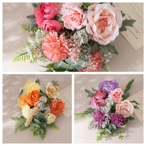 ช่อดอกกุหลาบประดิษฐ์ CallaFloral ทำจากผ้าพลาสติกถัก สำหรับตกแต่งงานแต่งงานและบ้าน CF01392 - Product Image 3