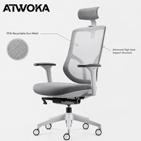 Chaise de bureau durable certifiée EPD ATWOKA - Design pionnier 2026, dossier haut, pour projets d'ingénierie LEED