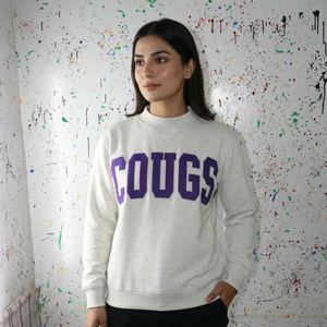 Sudadera con capucha y media cremallera COUGS ASH GREY, 100% algodón velour para bordado digital y apliques, CLUSH SPORTS, invierno, oversize - Product Image 1