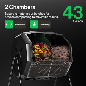 160L Dual Chamber Tumbling Composter Outdoor <strong>Rotating</strong> <strong>Compost</strong> Tumbler <strong>Bin</strong> for Garden Kitchen Yard Waste 37 Gallon <strong>Compost</strong> <strong>Bin</strong> - Product Image 2