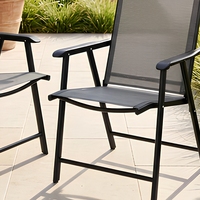 Chaise de jardin pliante en métal noir, design moderne, imperméable, légère, portable, pour extérieur, villa, salon, patio, siège lounge en maille