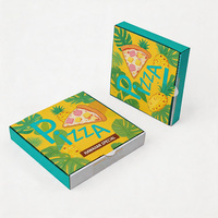 Boîte à pizza personnalisée avec logo jaune imprimé, boîte d'emballage alimentaire en carton ondulé haute résistance et imperméable