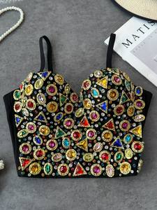 <span class=keywords><strong>Blusa</strong></span> Casual de Talla Grande con Tirantes, <span class=keywords><strong>Blusa</strong></span> sin Mangas para Mujer, Chaleco Corto Ajustado con Tirantes y Relleno en el Pecho - Product Image 1