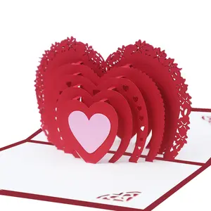 비즈니스 감사 카드 사용자 정의 휴일 선물 카드 휴일 3D 팝업 발렌타인 데이 카드