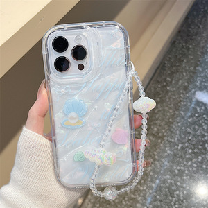 Sea <span class=keywords><strong>Shell</strong></span> Glitter Paper Bracelet Safe Bumper TPU Funda para teléfono móvil para <span class=keywords><strong>Iphone</strong></span> 7 8 X Xr Xs 11 12 13 14 15 16 Pro Max Plus - Product Image 2