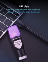 Microphone à condensateur filaire USB RGB Pro Gaming SF 666R avec éclairage RGB, audio cristallin, léger, portable, omnidirectionnel pour ordinateur de bureau