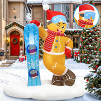 Homme en pain d'épices gonflable de Noël avec lumières LED, décoration géante gonflable pour jardin extérieur, fête de Noël