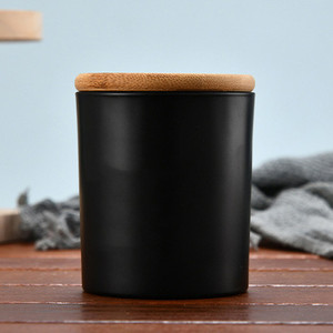 6oz 8oz 10oz 12oz multicolore Blanc Noir Rose Givré Ambre Bocaux Bougeoir Avec Couvercles En Bois - Product Image 4