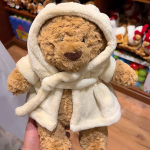 UK JC Classic Spa Teddybeer in zachte badjas met gratis stofzak. Elegant pluche knuffel voor ontspanning en luxe. - Product Image 3