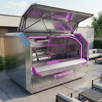 Isla de Cocina Exterior Moderna y Duradera con Tapa Abatible Inteligente, con Parrilla Kamado de Carbón Integrada y Estación de Asado a Gas