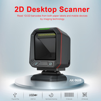 Scanner de bureau sans fil AK-9608H lecteur de codes-barres vertical QR & 1D avec interface USB COM stock de lumière omnidirectionnelle Android 2D