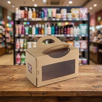 Boîte d'expédition en carton ondulé avec poignée en ruban et attache en satin pour cadeaux de mariage et de fête