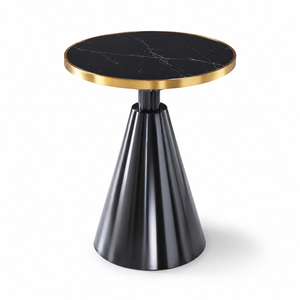 Conception clé en main de restaurant de luxe moderne avec mobilier hôtelier personnalisé et tables à manger en métal doré avec plateau en pierre noire - Product Image 1