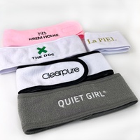 Bandeau de spa en microfibre personnalisé avec logo tissé blanc et noir pour femmes et filles, pour le soin de la peau, le lavage du visage, le maquillage