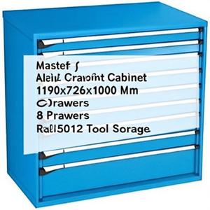 Fami Master Key Comfort <b>Drawer</b> Cabinet 8 <b>Drawers</b> 1190x726x1000 Mm Blue Ral5012 <b>Tool</b> Storage - Product Image 2