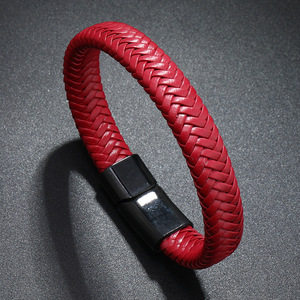 Bracelet en cuir PU tressé bicolore pour homme, bracelet en cuir tissé, bracelet tendance pour homme, cadeau - Product Image 2