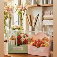 Boîte cadeau à fenêtre transparente, boîte à gâteau vintage à motifs floraux avec poignée, boîte d'emballage transparente pour desserts pour la fête des mères